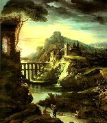 charles billoin paysage a l'aqueduc dit le soir France oil painting artist